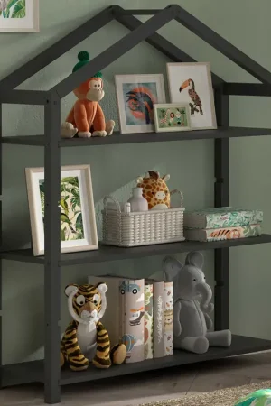 Boekenrek Dallas - 111x40x141cm - massief dennenhout - antraciet Direct Verzonden