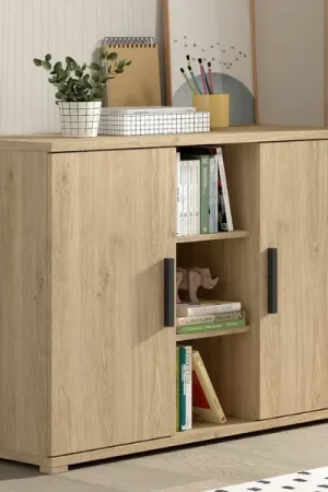 Direct Beschikbaar Commode Sammie - 115x48x89cm - met twee deuren - eikdecor