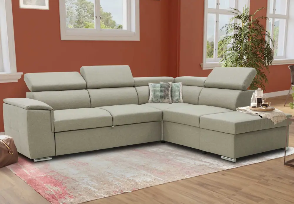 Snelle Levering Hoekbank Daytona rechts - verstelbare leuningen - beige