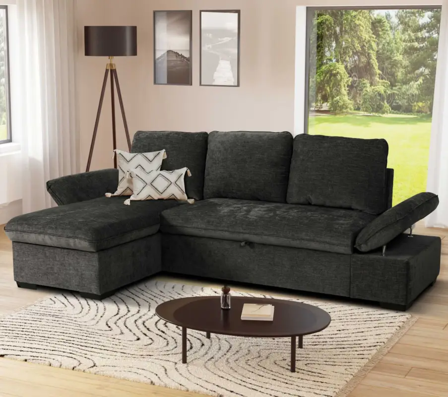 Flitsaanbieding Hoekzetel Candy links - met opbergruimte - zwart