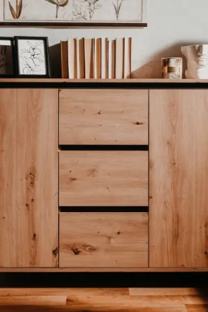 Express Levering Dressoir Damon 120cm met 2 deuren & 3 lades - eikdecor/antraciet