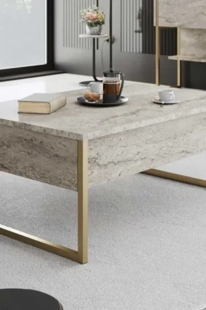 Seizoensaanbieding Luxe Salontafel | 100% MELAMINE | Travertin, Goud