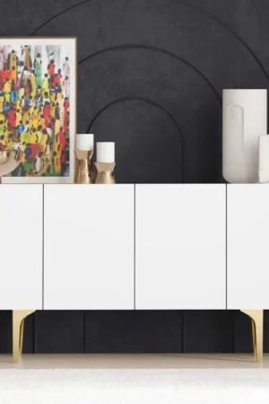Betaalbaar Albina Console | 100% MELAMINE | Wit, Goud