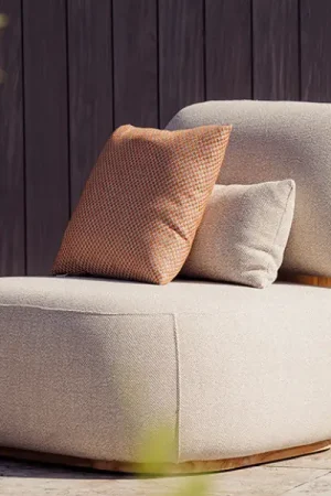 Weekendaanbieding Fauteuil voor buiten Ruby Gescova - Teakhout en beige stof - 90x95x80cm