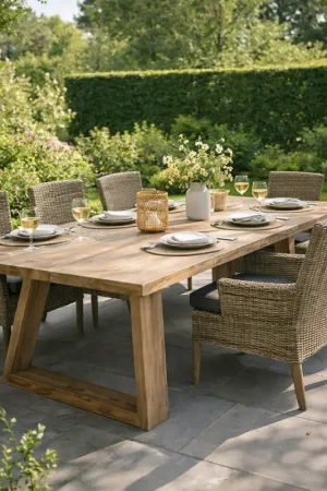 Shop Nu Tuintafel Victoria Gescova - Gerecycleerd Teakhout - 250x100x77cm - Bruin