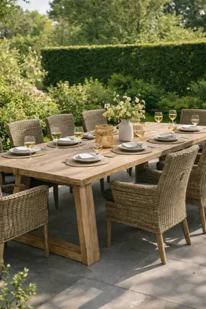 Tuintafel Victoria Gescova - gerecycleerd teakhout - 300x110x77cm - bruin Premium