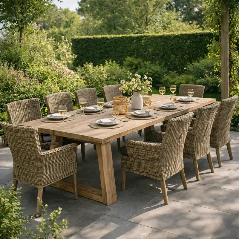 Tuintafel Victoria Gescova - gerecycleerd teakhout - 300x110x77cm - bruin Premium