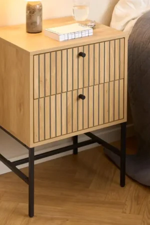 Direct Beschikbaar Nachtkastje Albany - 46x40x70cm - 2 lades - eikdecor