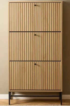Must-Have Albany schoenenkast met 3 deuren in eikdecor - 72x25x140cm