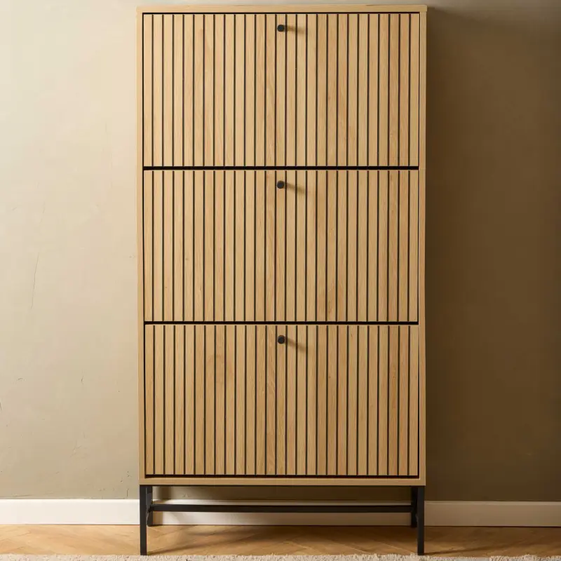 Must-Have Albany schoenenkast met 3 deuren in eikdecor - 72x25x140cm