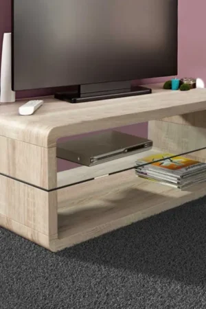 Salontafel Lewis - 43x120x60 cm - Lichtbruin/veiligheidsglas Tijdelijk Beschikbaar