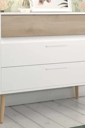 Favoriet Ladekast Hardy 91cm met 3 lades - wit/eik