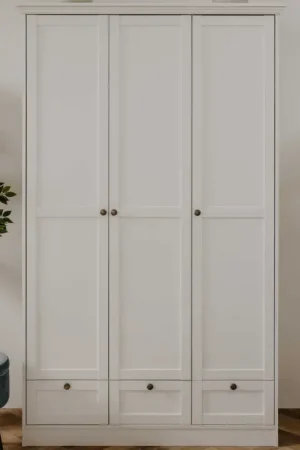 Direct Beschikbaar Kledingkast Landwood 120cm met 3 deuren - wit