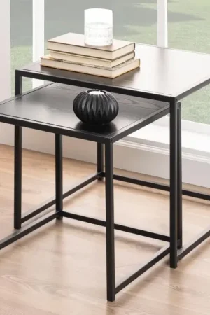 Snelle Levering Bijzettafelset Dover - 2-delig - 50x50x45cm - zwart