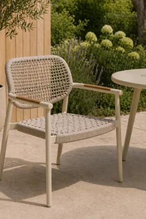 Fauteuil Midleton Gescova - Aluminium met teak - 70x69x80cm - Zandkleurig Lage Kosten