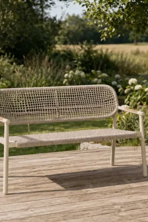 Laatste Kans 2-zitsbank Midleton Gescova - aluminium met teakaccenten - 143x69x80cm - zandkleurig