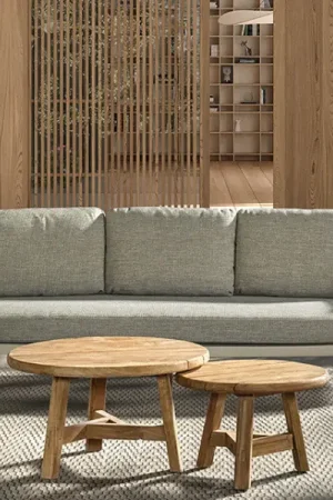 3-zitsbank Mendoza Gescova - Teakhout met Beige Olefin - 220x80x90 cm Beste Prijs
