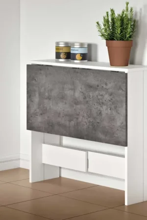 Opklapbare eettafel Papillon 103 cm - wit/beton Beperkte Voorraad