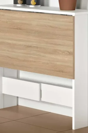 Opklapbare eettafel Papillon 103 cm - wit/eik Op = Op