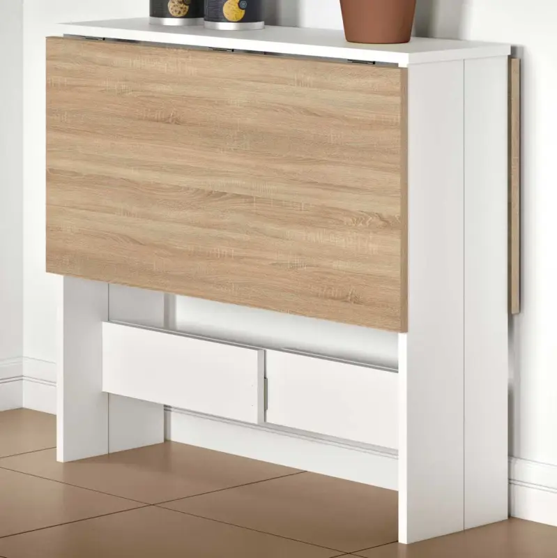 Opklapbare eettafel Papillon 103 cm - wit/eik Op = Op