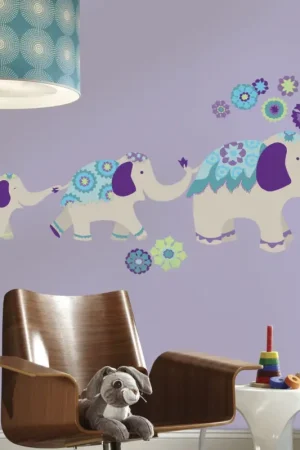 RoomMates muurstickers - Waverly Olifant (blauw/paars) Rechtstreeks Van De Fabrikant