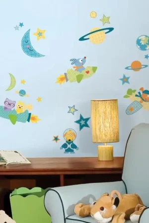 RoomMates muurstickers - Raket met hond en vriendjes Seizoensaanbieding
