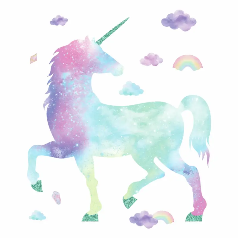 Merkproduct Muursticker Galaxy Unicorn