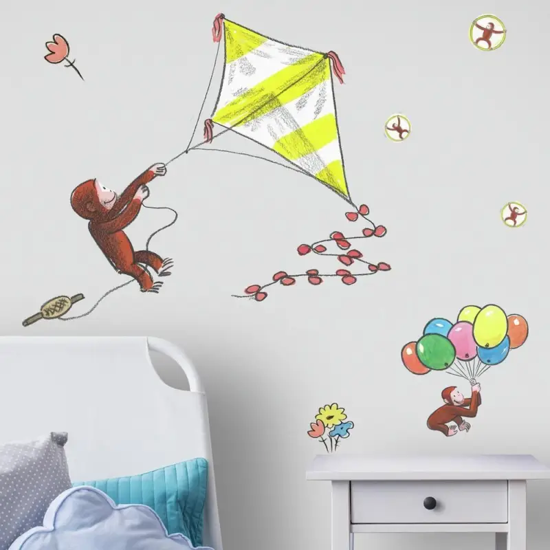 Laatste Versie Muurstickers Curious George Kite
