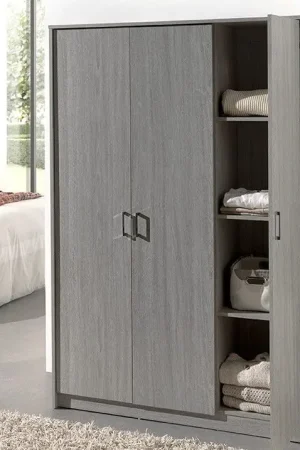 Aanbieding Kledingkast Ray 120cm met 3 deuren - grijze eik