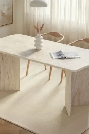 Eettafel Linza - 100% MELAMINE - Travertijn - 75 x 90 x 180 cm Bestel Nu