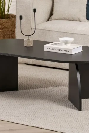Beperkte Voorraad Salontafel Melina - 100% MELAMINE - Houtzwart - 40 x 60 x 120 cm