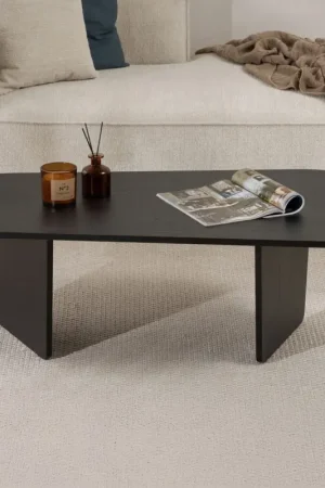 Tijdelijk Beschikbaar Salontafel Ovalis - 100% MELAMINE - Houtzwart - 40 x 65 x 130 cm
