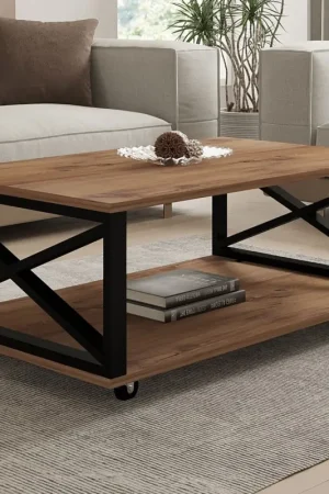 Beste Prijs Salontafel Refia - 100% MELAMINE - Atlantisch Grenen - 98 x 33,6 x 60 cm