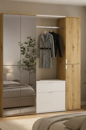 Kledingkast Projekt X Emob - Artisan Oak en Wit - 152x193x34 cm Hoge Kwaliteit