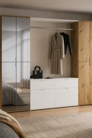 Kledingkast Projekt X Emob - Artisan Oak & Wit - 243x193x34 cm Meest Verkocht