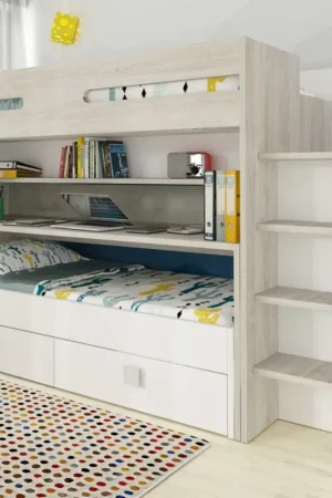 Tijdelijk Beschikbaar Hoogslaper Billy met bureau - wit