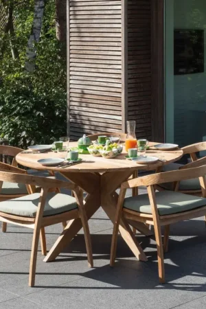 Tuintafel Java Gescova - Massief Teakhout - Ø135 x 78 cm - Bruin Superprijs