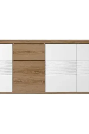 Dressoir Magda | 208 x 47 x 87 cm | Brown High Gloss White Tijdelijk Beschikbaar