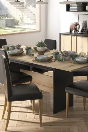 Veilige Betaling Verlengbare eettafel Esteban | 205 x 90 x 77 cm | Helvezia Oak-design