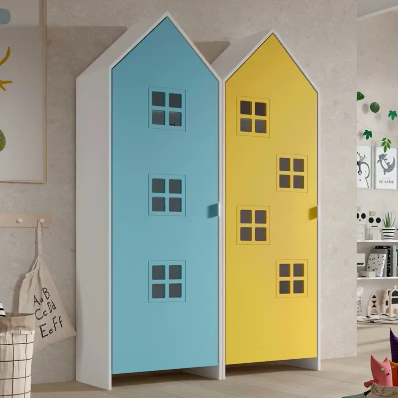 2-delige kledingkast Casami Bruges - 115x37x172 cm - Blauw/geel Lage Prijs