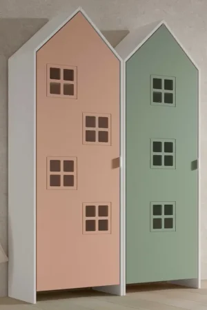 2-delige kledingkast Casami Bruges - 115x37x172 cm - roze/groen Exclusieve Aanbieding