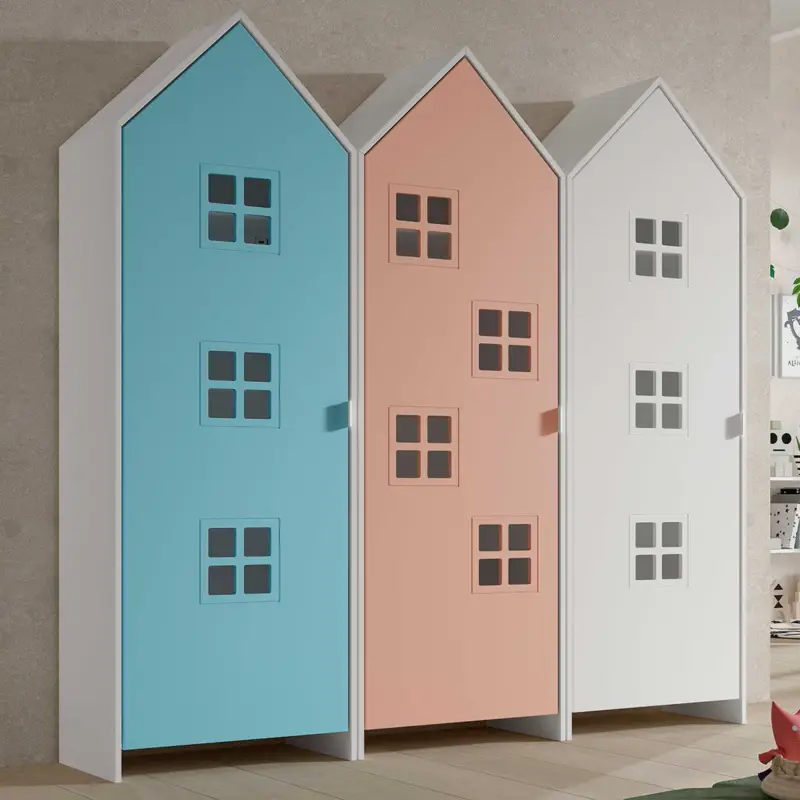 Hete Deal 3-delige kledingkast Casami Bruges - 115x37x172 cm - Blauw/roze/wit