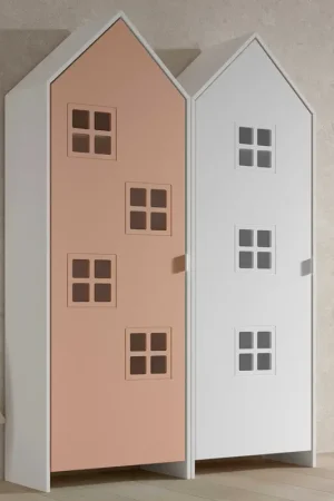 2-delige kledingkast Casami Bruges - 115x37x172 cm - roze/wit Hete Deal