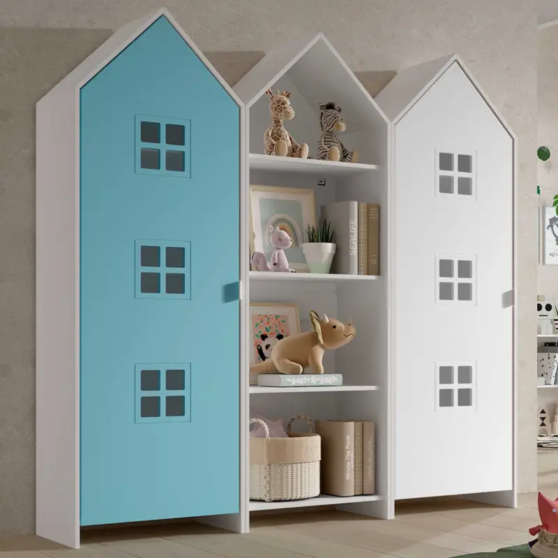 3-delige kledingkast Casami Bruges - 173x37x172 cm - Blauw/wit Koopje