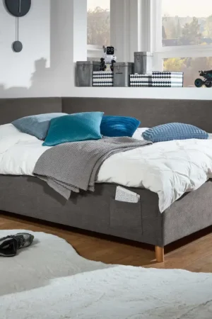 Kofferbed Cool | Met rugleuning | 140 x 200 cm | Antracietkleurig design Laatste Kans