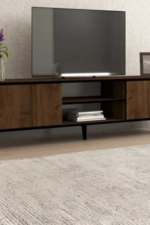 Erem TV-meubel | 100% MELAMINE | Walnoot, Zwart Uitverkoop
