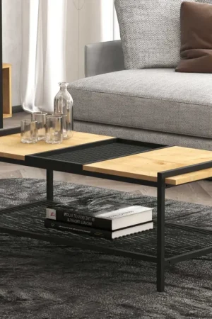 Mata Salontafel | 100% MELAMINE | Walnoot, Zwart Meest Verkocht