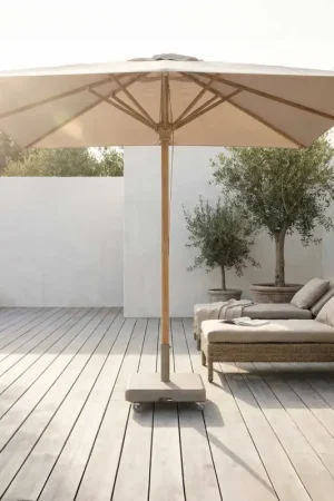 Parasol Boston Gescova - Teakhout - 300x300 cm - Grijs Aanbieding