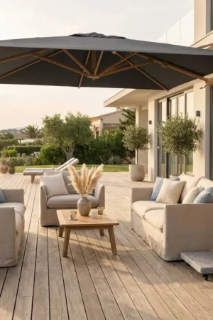 Parasol Portland Gescova - Antraciet - 300x300 cm Op = Op