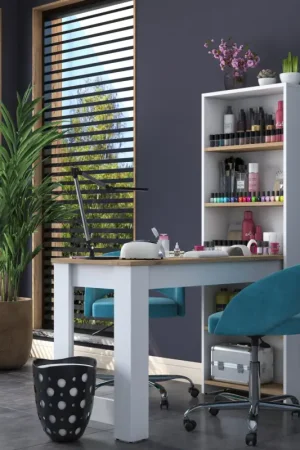 BJ113 Make-uptafel | 100% MELAMINE | Walnoot, Wit Lage Kosten